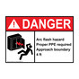 ANSI DANGER Arc flash hazard Proper PPE Sign with Symbol ADE-36457