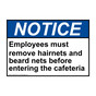 ANSI NOTICE Employees must remove hairnets and beard Sign ANE-36126
