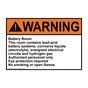 ANSI WARNING Battery Room This room contains lead-acid Sign AWE-36038