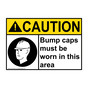 ANSI CAUTION Bump Caps Must Be Worn In This Area Sign with Symbol ACE-1505