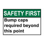 ANSI SAFETY FIRST Bump caps required beyond this point Sign ASE-35922