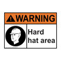ANSI WARNING Hard Hat Area Sign with Symbol AWE-3445