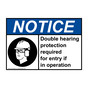 ANSI NOTICE Double hearing protection required Sign with Symbol ANE-36236