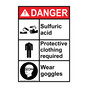 Portrait ANSI DANGER Sulfuric acid PPE required Sign with Symbol ADEP-28129