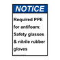 Portrait ANSI NOTICE Required PPE for antifoam: Safety Sign ANEP-36332
