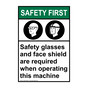 Portrait ANSI SAFETY FIRST Safety glasses and Sign with Symbol ASEP-36348