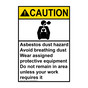 Portrait ANSI CAUTION Asbestos Dust Hazard Wear PPE Sign with Symbol ACEP-1310