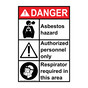 Portrait ANSI DANGER Asbestos hazard Authorized personnel Sign with Symbol ADEP-28078