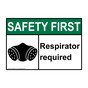 ANSI SAFETY FIRST Respirator required Sign with Symbol ASE-35964