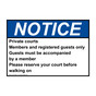 ANSI NOTICE Private courts Members and registered guests Sign ANE-34846