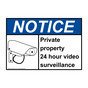 ANSI NOTICE Private property 24 hour video Sign with Symbol ANE-36732