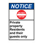 Portrait ANSI NOTICE Private property Residents Sign with Symbol ANEP-36745