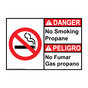 English + Spanish ANSI DANGER No Smoking Propane Sign With Symbol ADB-4875