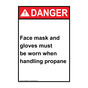 Portrait ANSI DANGER Face mask and gloves must be worn Sign ADEP-38608