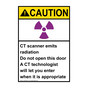 Portrait ANSI CAUTION CT scanner emits radiation Sign with Symbol ACEP-33057