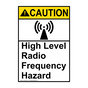 Portrait ANSI CAUTION High Level Radio Frequency Hazard Sign with Symbol ACEP-8153