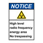 Portrait ANSI NOTICE High level radio frequency Sign with Symbol ANEP-36585