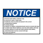 ANSI NOTICE Universal waste battery collection only Sign ANE-30118