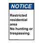 Portrait ANSI NOTICE Restricted residential area No Sign ANEP-37318