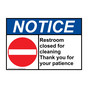 ANSI NOTICE Restroom closed for cleaning Sign with Symbol ANE-37400