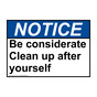 ANSI NOTICE Be considerate Clean up after yourself Sign ANE-37147