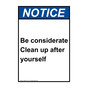 Portrait ANSI NOTICE Be considerate Clean up after yourself Sign ANEP-37147