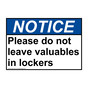 ANSI NOTICE Please do not leave valuables in lockers Sign ANE-37102