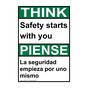 English + Spanish ANSI THINK Safety Starts With You Sign ATB-5725