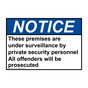 ANSI NOTICE These premises are under surveillance by private security personnel Sign ANE-6010