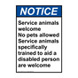 Portrait ANSI NOTICE Service animals welcome No pets Sign ANEP-34143