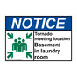ANSI NOTICE Tornado meeting location Basement Sign with Symbol ANE-30372