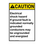Portrait ANSI CAUTION Electrical shock hazard Sign ACEP-32727