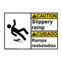 English + Spanish ANSI CAUTION Slippery Ramp With Symbol Sign With Symbol ACB-5792