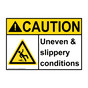 ANSI CAUTION Uneven & slippery conditions Sign with Symbol ACE-38787