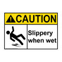 ANSI CAUTION Slippery When Wet Sign with Symbol ACE-5790