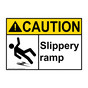 ANSI CAUTION Slippery Ramp Sign with Symbol ACE-5792