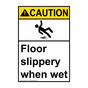 Portrait ANSI CAUTION Floor Slippery When Wet Sign with Symbol ACEP-3215