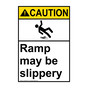 Portrait ANSI CAUTION Ramp may be slippery Sign with Symbol ACEP-38783