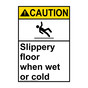 Portrait ANSI CAUTION Slippery floor when Sign with Symbol ACEP-38784