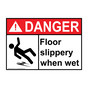 ANSI DANGER Floor Slippery When Wet Sign with Symbol ADE-3215