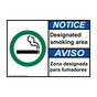 English + Spanish ANSI NOTICE Designated Smoking Area Sign With Symbol ANB-8000