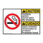 English + Spanish ANSI CAUTION Oxidizing Gas Stored No Smoking Sign With Symbol ACB-16407