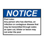 ANSI NOTICE Pool rules: Any person who has diarrhea, Sign ANE-34694