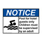 ANSI NOTICE Pool For Hotel Guests Only Children Sign with Symbol ANE-9428