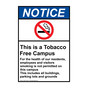 Portrait ANSI NOTICE This Is A Tobacco Free Campus Sign with Symbol ANEP-15220