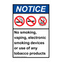 Portrait ANSI NOTICE No smoking, vaping, Sign with Symbol ANEP-39035
