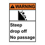 Portrait ANSI WARNING Steep drop off No passage Sign with Symbol AWEP-36615