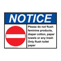 ANSI NOTICE Please do not flush feminine Sign with Symbol ANE-34420