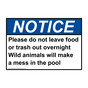 ANSI NOTICE Please do not leave food or trash out overnight Sign ANE-34426