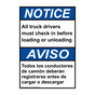 English + Spanish ANSI NOTICE Truck Drivers Check In Sign ANB-1205